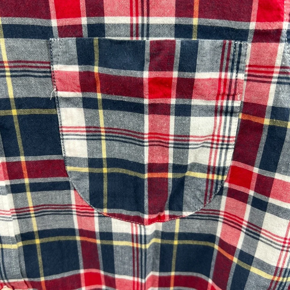 J Crew Mens Indian Madras Plaid Shirt Medium Slim Fit Preppy Heritage Ivy League
